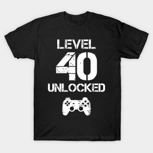 Level 40 Unlocked T-Shirt - 40th Birthday Gift T-Shirt